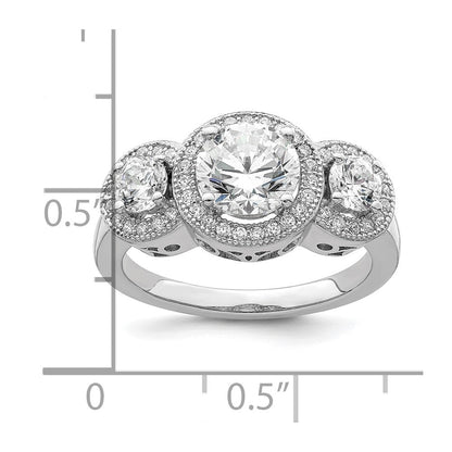Sterlingsilber Brillant Glut Rhodiniert 50 Stein Mikro Pavé Zirkonia Ring
