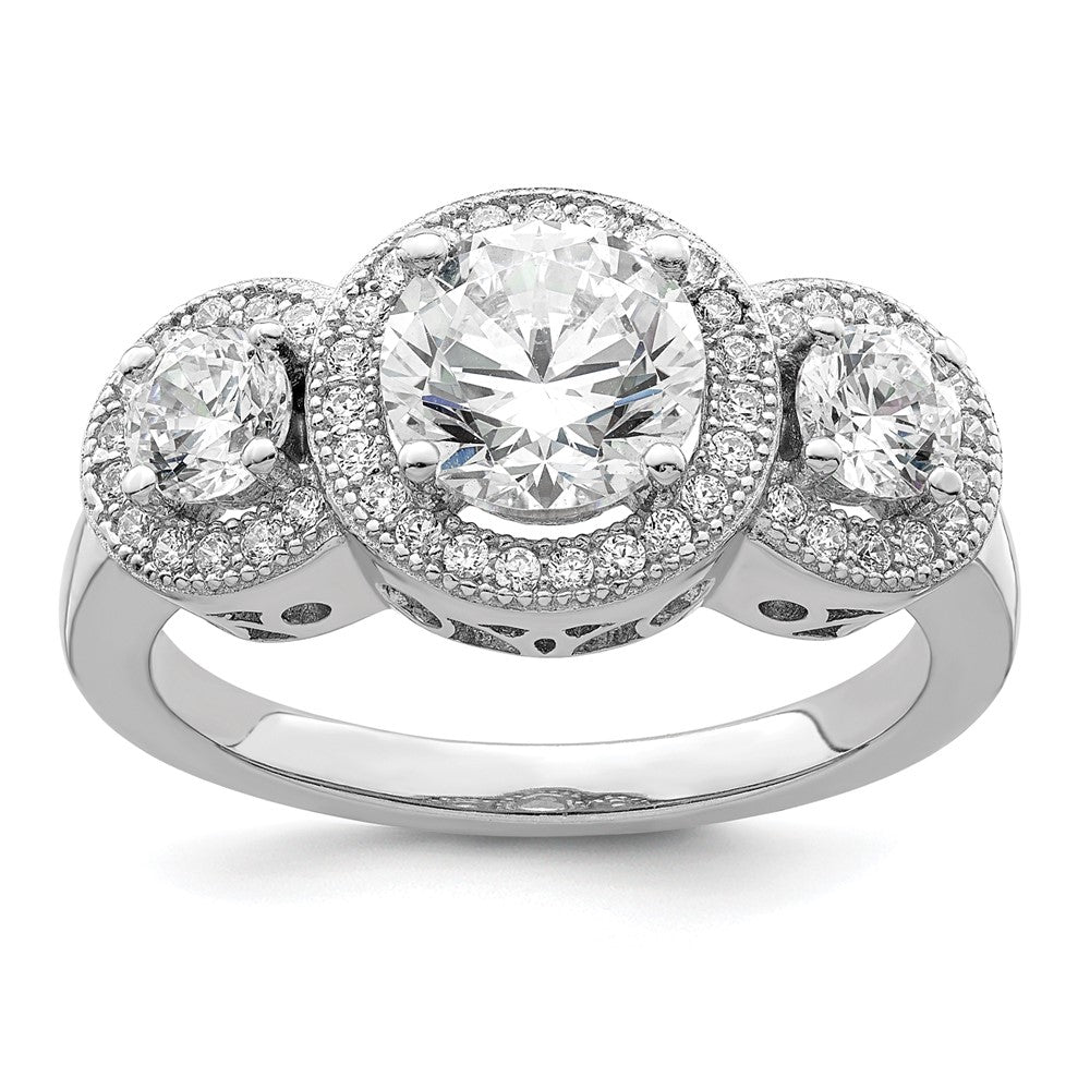 Sterlingsilber Brillant Glut Rhodiniert 50 Stein Mikro Pavé Zirkonia Ring