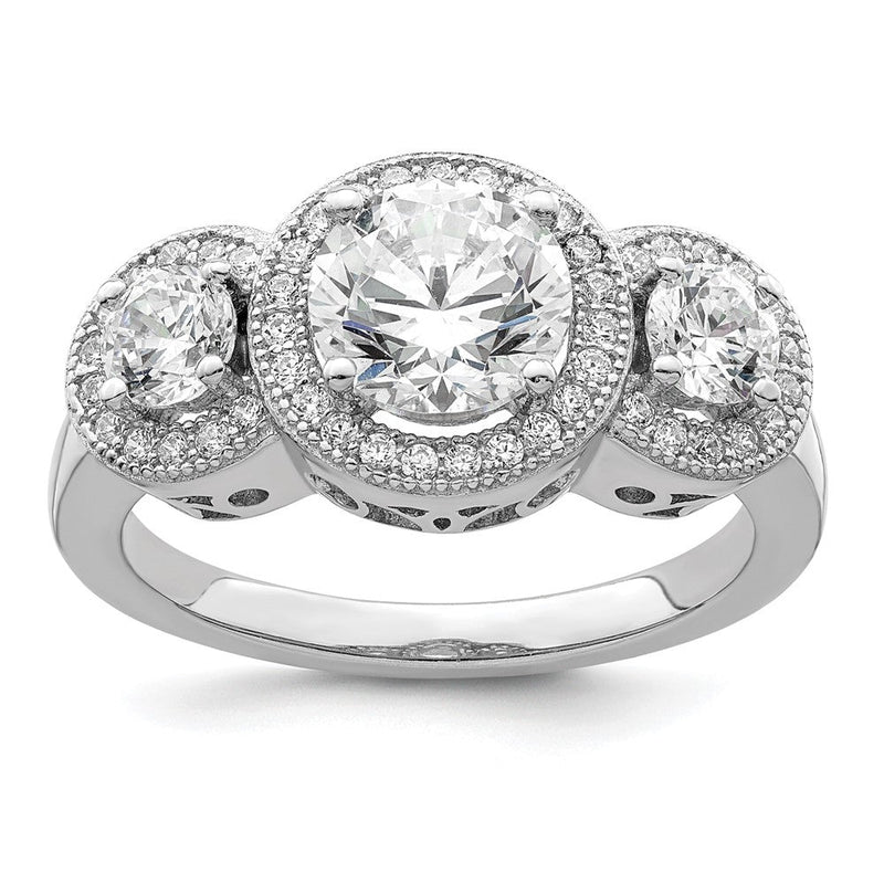 Sterlingsilber Brillant Glut Rhodiniert 50 Stein Mikro Pavé Zirkonia Ring