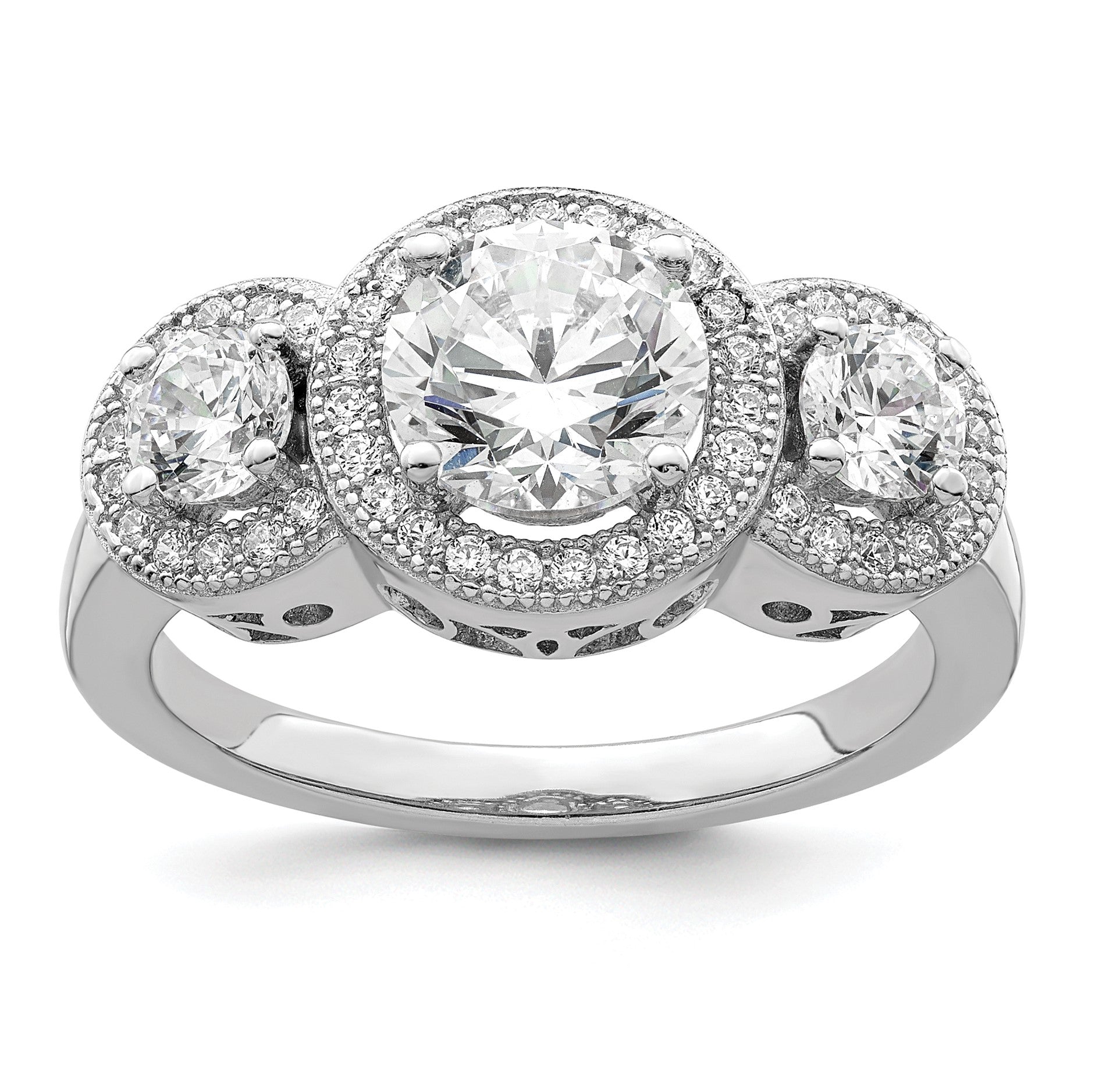 Sterlingsilber Brillant Glut Rhodiniert 50 Stein Mikro Pavé Zirkonia Ring