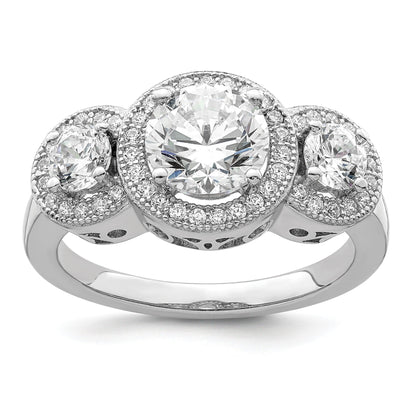 Sterlingsilber Brillant Glut Rhodiniert 50 Stein Mikro Pavé Zirkonia Ring