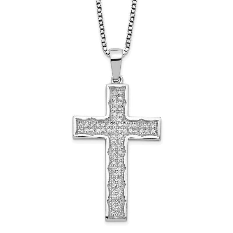 Sterlingsilber Brillant Glut Rhodiniert 70 Stein 18 Zoll Mikro Pavé Zirkonia Kreuz Halskette mit 2 Verlängerung