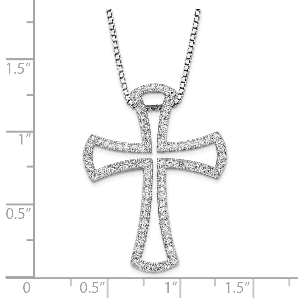 Sterlingsilber Rhodiniert Zirkonia Brillant Glut Kreuz Halskette