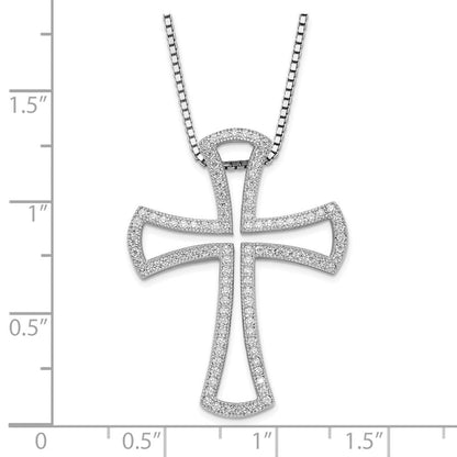 Sterlingsilber Rhodiniert Zirkonia Brillant Glut Kreuz Halskette
