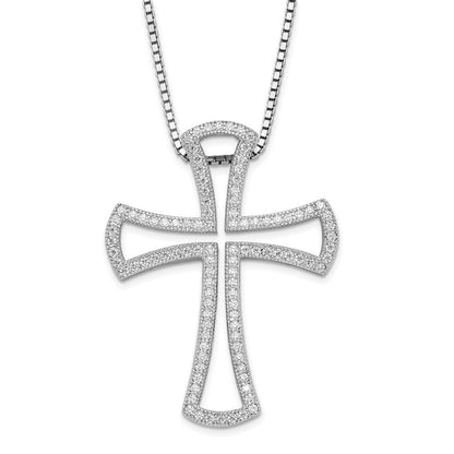 Sterlingsilber Rhodiniert Zirkonia Brillant Glut Kreuz Halskette