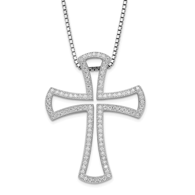 Sterlingsilber Rhodiniert Zirkonia Brillant Glut Kreuz Halskette