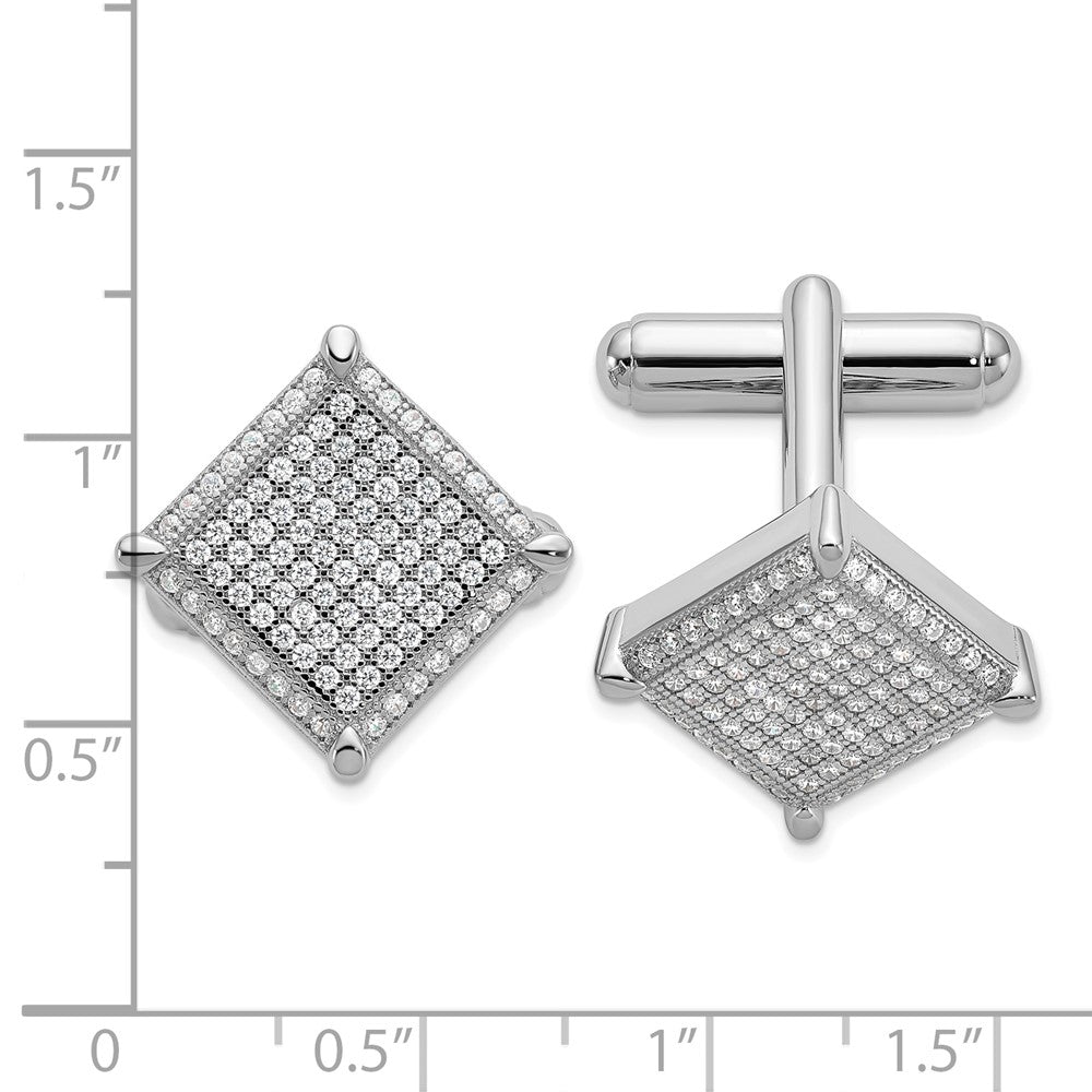 Sterlingsilber Brillant Glut Rhodiniert 192 Stein Mikro Pavé Zirkonia Manschettenknöpfe