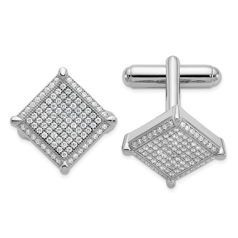 Sterlingsilber Brillant Glut Rhodiniert 192 Stein Mikro Pavé Zirkonia Manschettenknöpfe