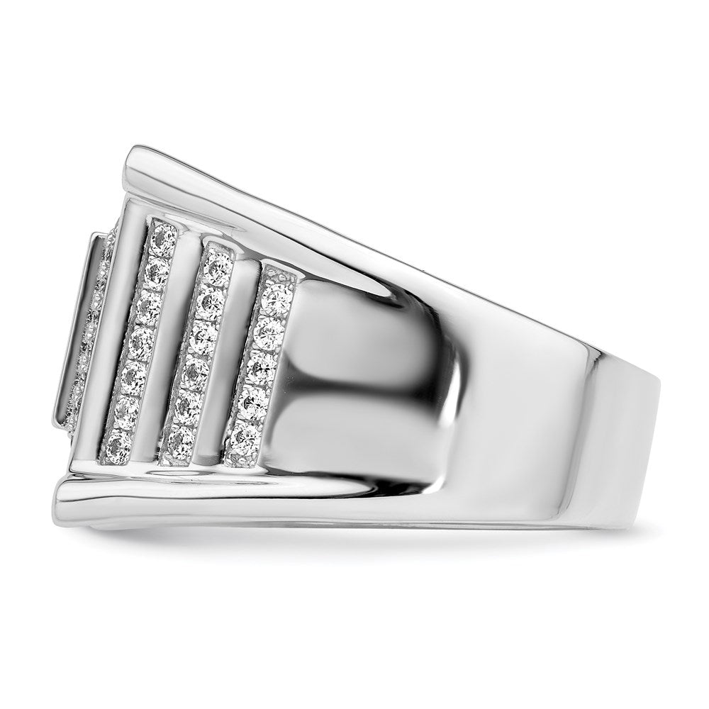 Sterlingsilber Brillant Glut Rhodiniert 109 Stein Mikro Pavé Zirkonia Herren Ring