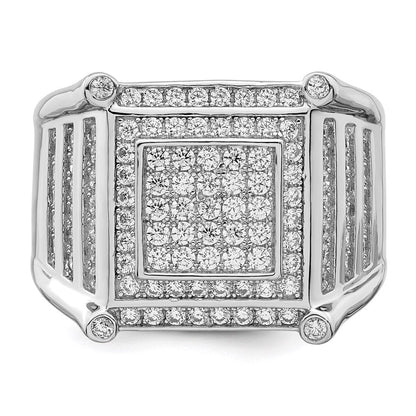 Sterlingsilber Brillant Glut Rhodiniert 109 Stein Mikro Pavé Zirkonia Herren Ring