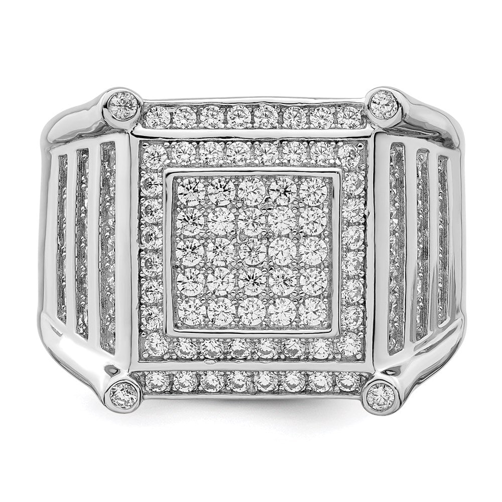 Sterlingsilber Brillant Glut Rhodiniert 109 Stein Mikro Pavé Zirkonia Herren Ring