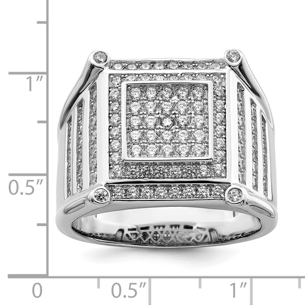 Sterlingsilber Brillant Glut Rhodiniert 109 Stein Mikro Pavé Zirkonia Herren Ring