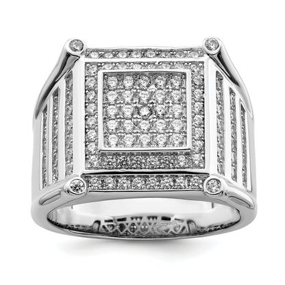 Sterlingsilber Brillant Glut Rhodiniert 109 Stein Mikro Pavé Zirkonia Herren Ring
