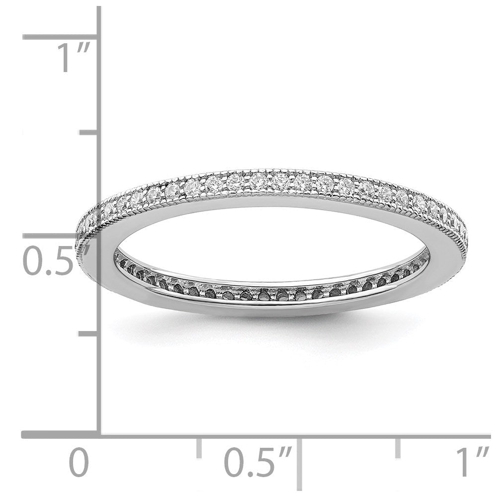 Sterlingsilber Brillant Glut Rhodiniert 60 Stein Mikro Pavé Zirkonia Ring