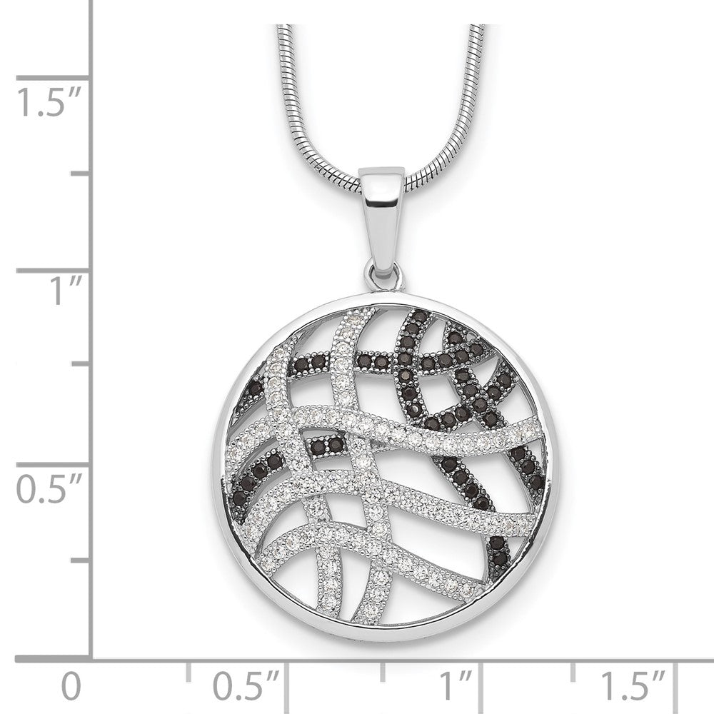 Sterlingsilber Brillant Glut Rhodiniert 118 Stein 18 Zoll Mikro Pavé Schwarz und Weiß Zirkonia Halskette mit 2 Verlängerung