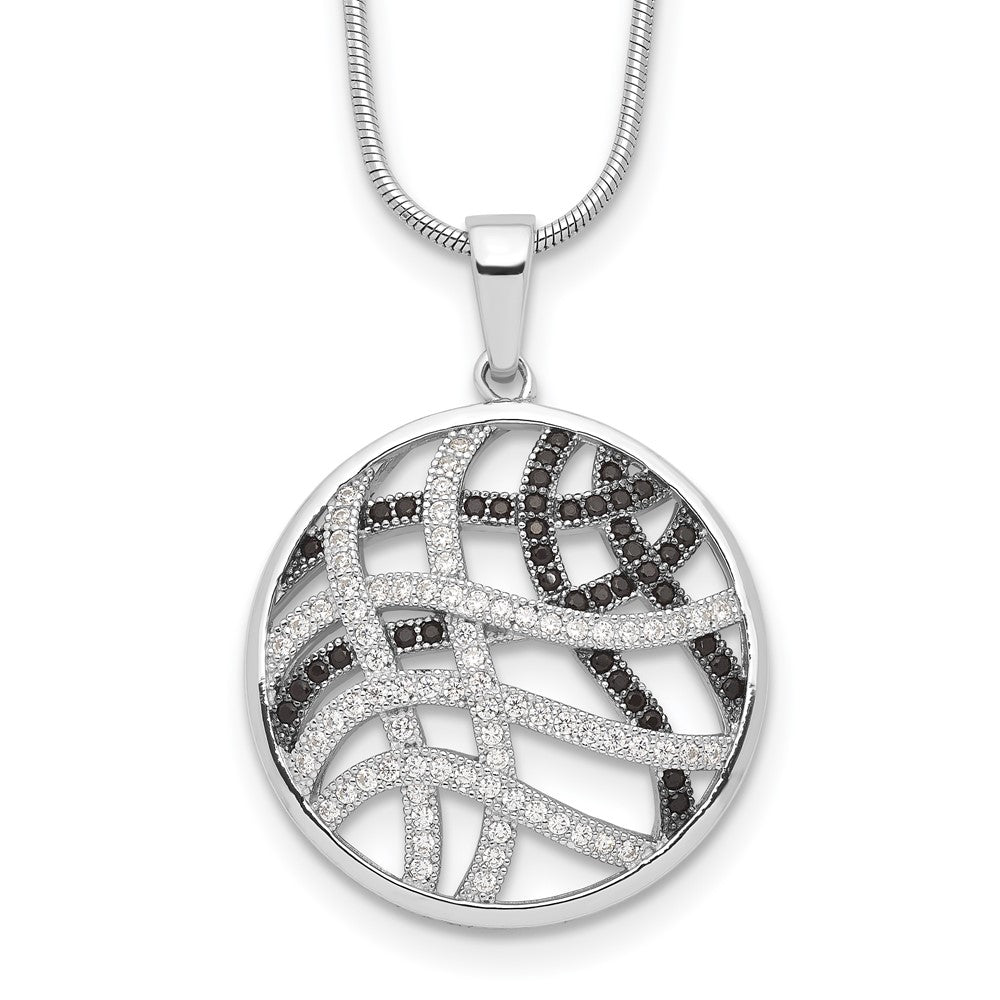 Sterlingsilber Brillant Glut Rhodiniert 118 Stein 18 Zoll Mikro Pavé Schwarz und Weiß Zirkonia Halskette mit 2 Verlängerung