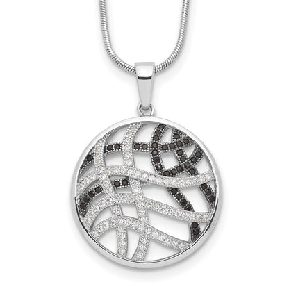 Sterlingsilber Brillant Glut Rhodiniert 118 Stein 18 Zoll Mikro Pavé Schwarz und Weiß Zirkonia Halskette mit 2 Verlängerung