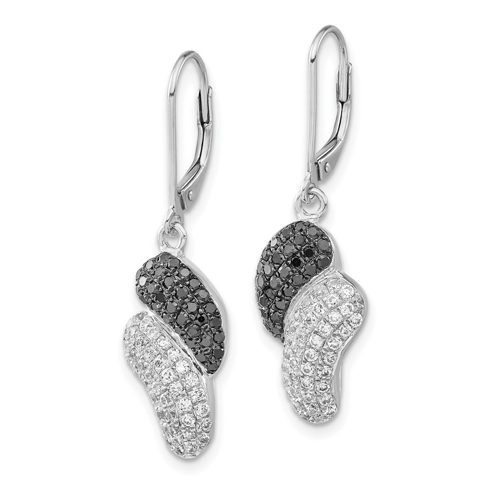 Sterlingsilber Schwarz & Klar Zirkonia Brisur Ohrhänger
