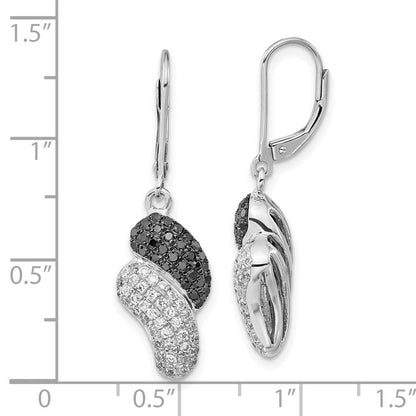 Sterlingsilber Schwarz & Klar Zirkonia Brisur Ohrhänger