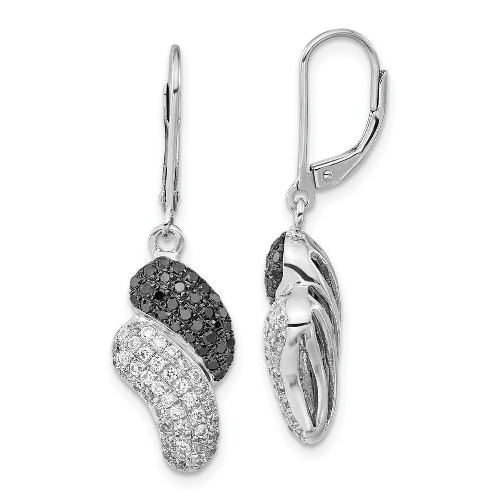 Sterlingsilber Schwarz & Klar Zirkonia Brisur Ohrhänger
