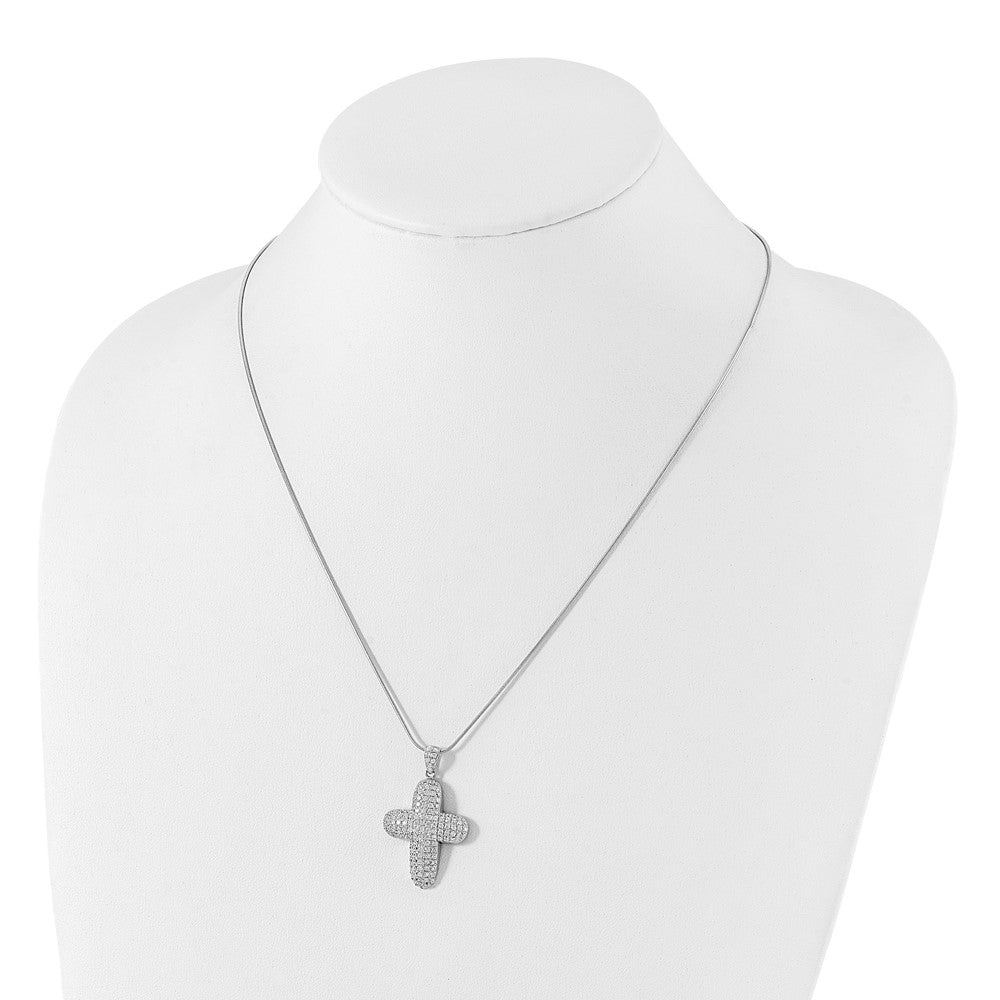 Sterlingsilber & Zirkonia Kreuz mit 2 Zoll Verlängerung Halskette
