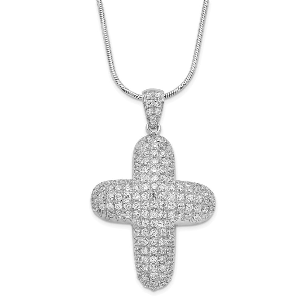 Sterlingsilber & Zirkonia Kreuz mit 2 Zoll Verlängerung Halskette