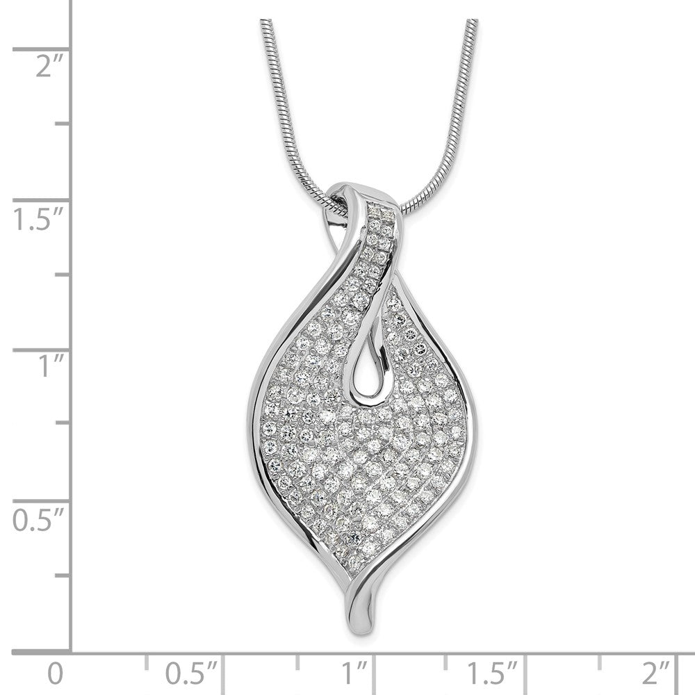 Sterlingsilber Poliert Zirkonia mit 2 Zoll Verlängerung Halskette