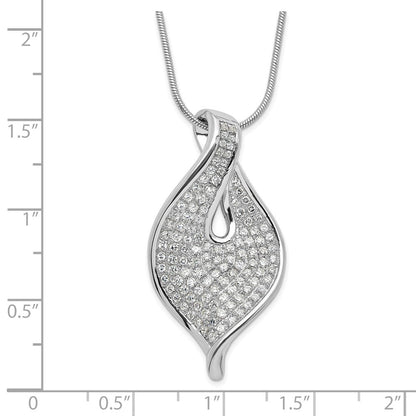 Sterlingsilber Poliert Zirkonia mit 2 Zoll Verlängerung Halskette