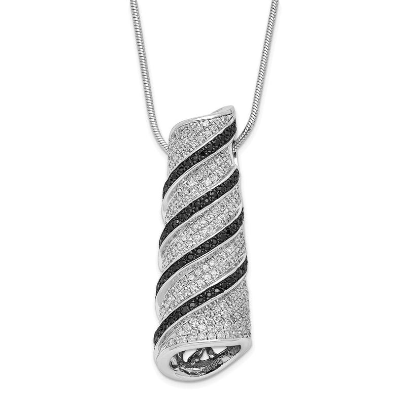 Sterlingsilber Schwarz & Klar Zirkonia Brillant Glut Fantasie Wirbel Halskette