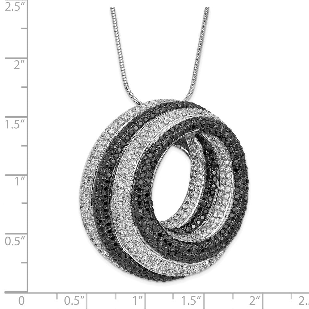 Sterlingsilber Schwarz & Klar Zirkonia Brillant Glut Kreise Halskette