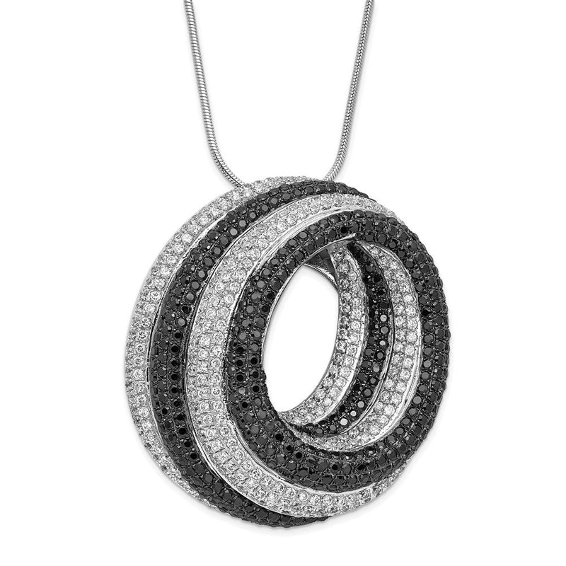 Sterlingsilber Schwarz & Klar Zirkonia Brillant Glut Kreise Halskette
