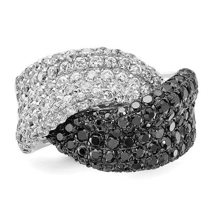 Sterlingsilber Schwarz & Klar Zirkonia Ring