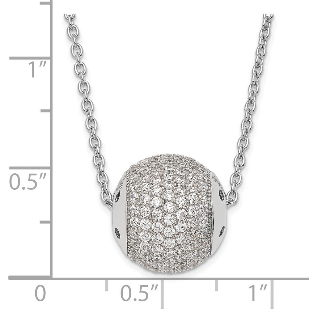 Sterlingsilber & Zirkonia Perle Brillant Glut mit 2 Zoll Verlängerung Halskette