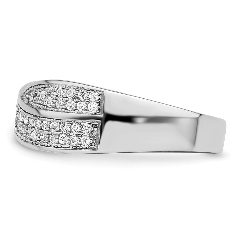 Sterlingsilber Brillant Glut Rhodiniert 72 Stein Kreuz Mikro Pavé Zirkonia Ring