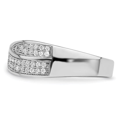Sterlingsilber Brillant Glut Rhodiniert 72 Stein Kreuz Mikro Pavé Zirkonia Ring