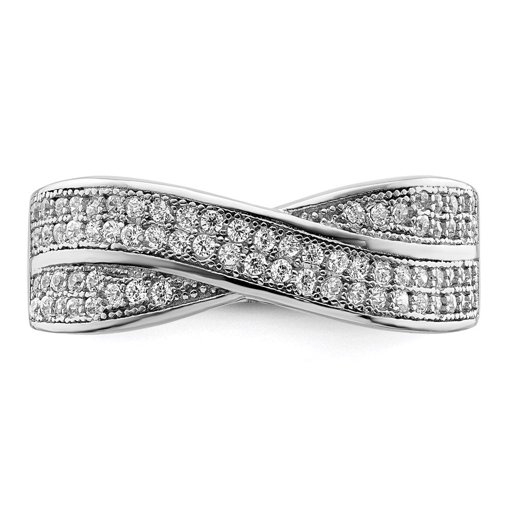 Sterlingsilber Brillant Glut Rhodiniert 72 Stein Kreuz Mikro Pavé Zirkonia Ring