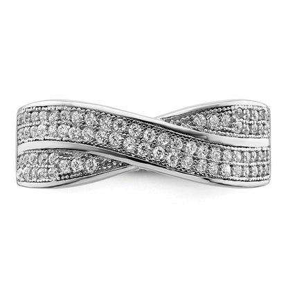 Sterlingsilber Brillant Glut Rhodiniert 72 Stein Kreuz Mikro Pavé Zirkonia Ring