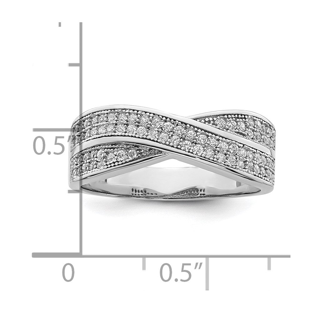 Sterlingsilber Brillant Glut Rhodiniert 72 Stein Kreuz Mikro Pavé Zirkonia Ring