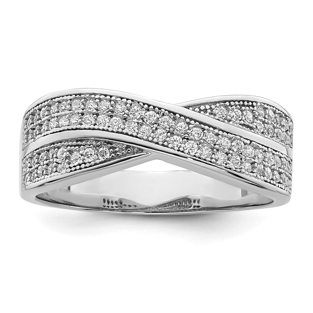 Sterlingsilber Brillant Glut Rhodiniert 72 Stein Kreuz Mikro Pavé Zirkonia Ring