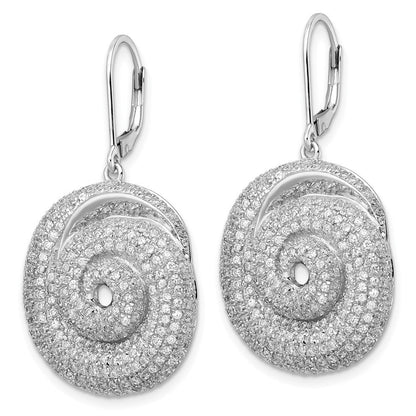 Sterlingsilber & Zirkonia Brillant Glut Swirled Kreis Ohrhänger mit Brisur