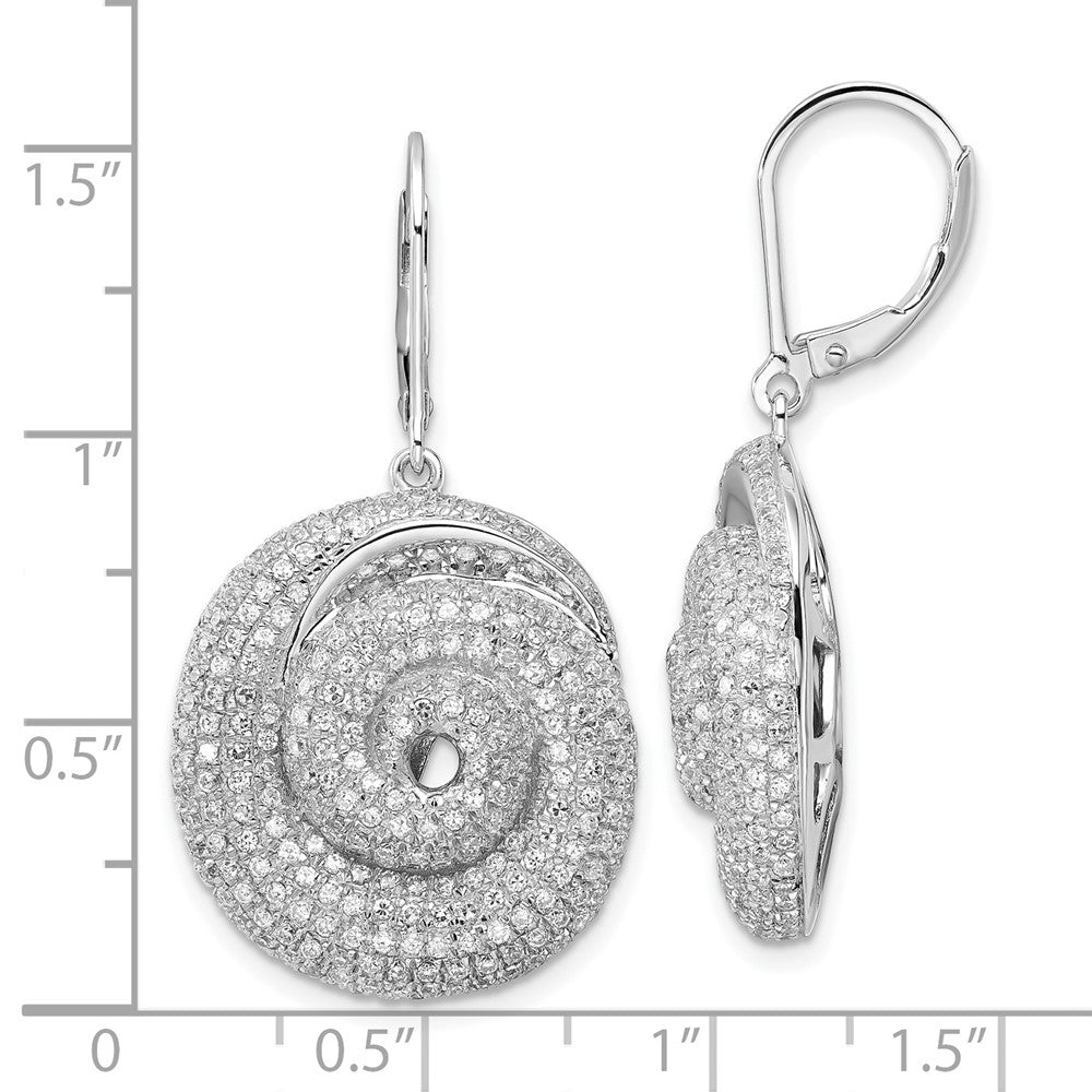 Sterlingsilber & Zirkonia Brillant Glut Swirled Kreis Ohrhänger mit Brisur