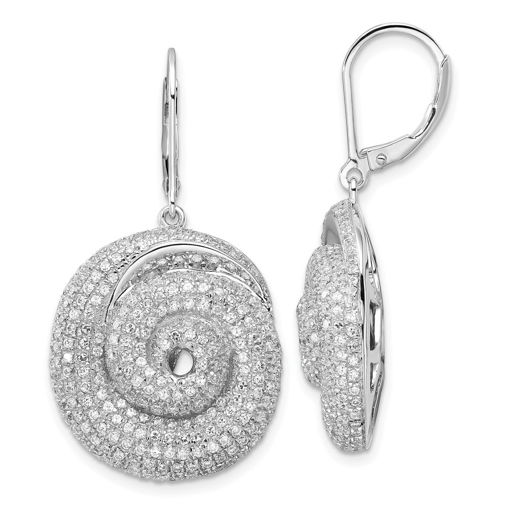 Sterlingsilber & Zirkonia Brillant Glut Swirled Kreis Ohrhänger mit Brisur