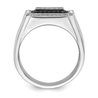 Sterlingsilber Brillant Glut Rhodiniert 113 Stein Mikro Pavé Zirkonia Schwarz und Weiß Herren Ring