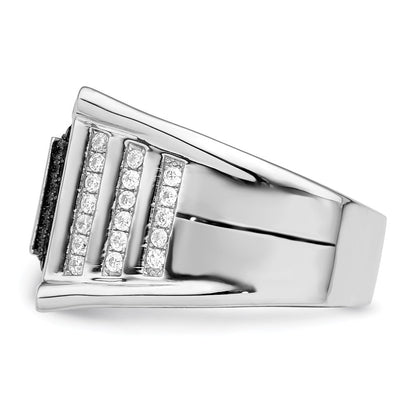 Sterlingsilber Brillant Glut Rhodiniert 113 Stein Mikro Pavé Zirkonia Schwarz und Weiß Herren Ring