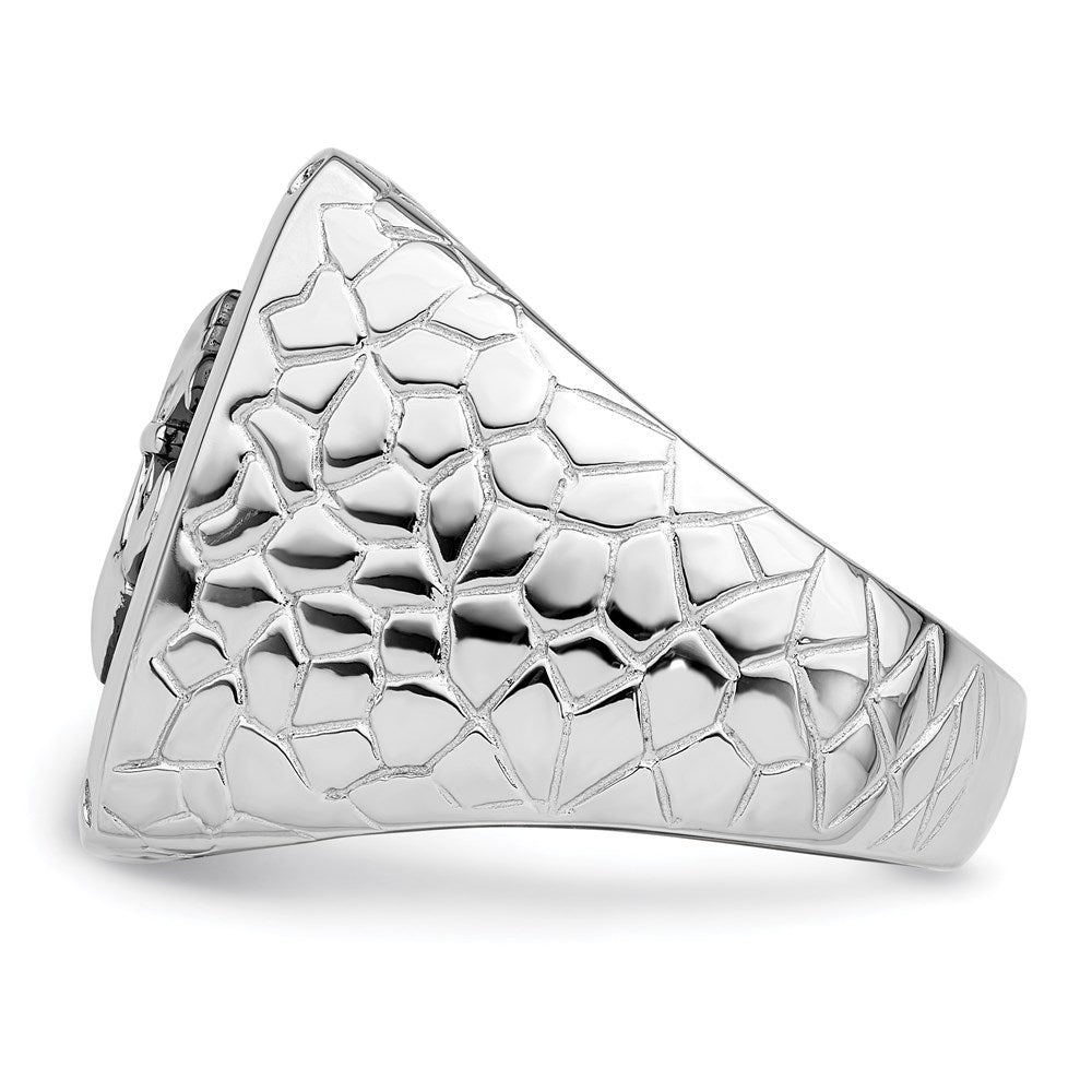 Sterlingsilber Brillant Glut Rhodiniert 62 Stein Schwarz Mikro Pavé Zirkonia Fleur De Lis Herren Ring