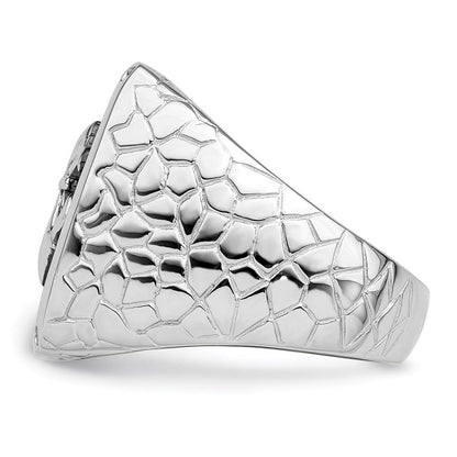 Sterlingsilber Brillant Glut Rhodiniert 62 Stein Schwarz Mikro Pavé Zirkonia Fleur De Lis Herren Ring