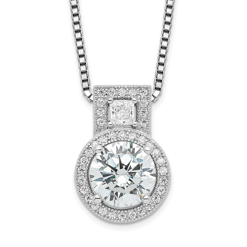 Sterlingsilber Brillant Glut Rhodiniert 39 Stein 18 Zoll Mikro Pavé Heiligenschein Zirkonia Halskette mit 2 Verlängerung