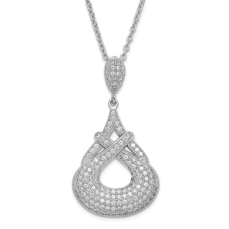 Sterlingsilber & Zirkonia Brillant Glut Fantasie Tropfen mit 2 Zoll Verlängerung Halskette