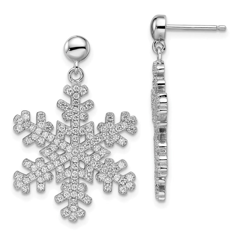 Sterlingsilber Brillant Glut Rhodiniert 242 Stein Mikro Pavé Zirkonia Schneeflocke Hängend Ohrstecker