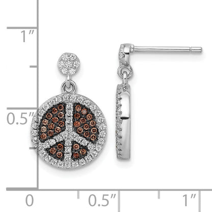 Sterlingsilber Braun & Klar Zirkonia True Feuer Frieden Zeichen Ohrhänger